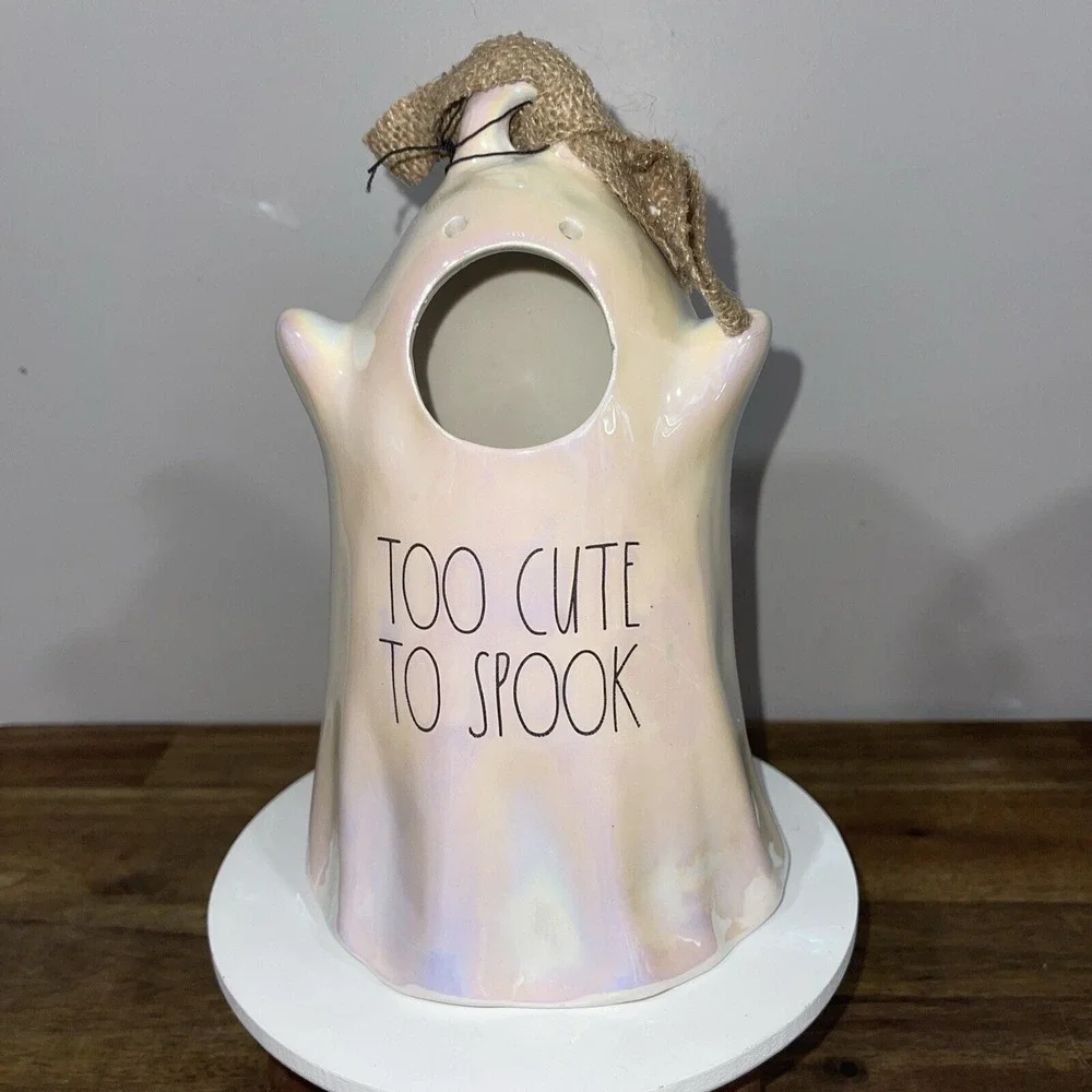 Rae Dunn Iridescent Ghost Too Cute To Spook Bird House H8